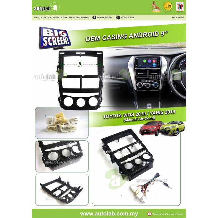 Big Screen Casing Android - Toyota Vios 2019 (Manual Air-cond) (9inch)